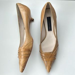 Tan vintage look leather kitten heels Steven by Steve Madden